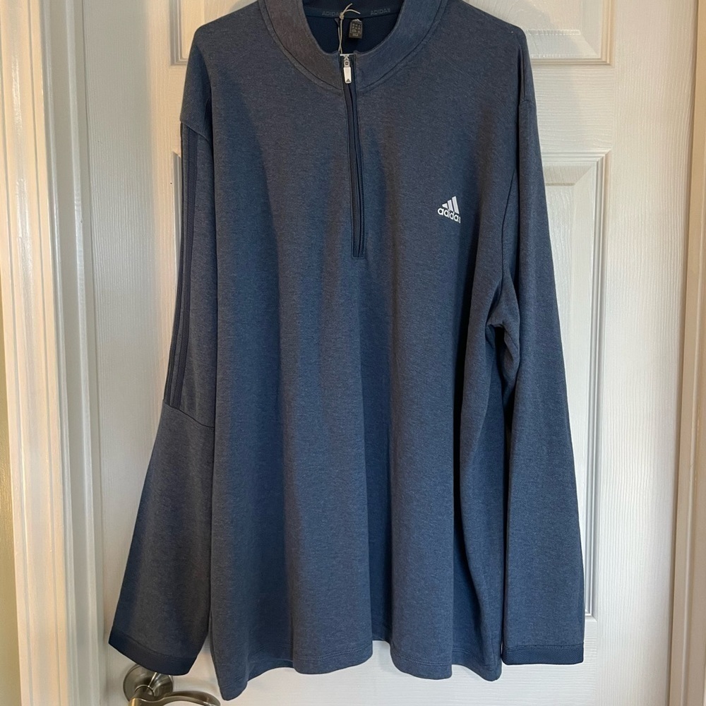 Adidas Men's 2XL 3-Stripes 1/4 Zip Pullover Blue NWT - Picture 2 of 11